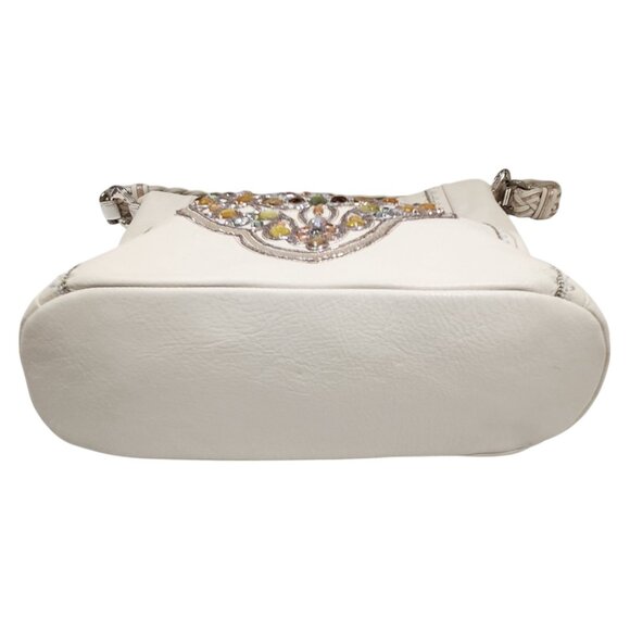 Brighton Anju Masterpiece Cream Sequin Beads Soft Leather  Brighton Anju Masterpiece Cream Sequin Beads Soft Leather Bucket Bag MSRP $495